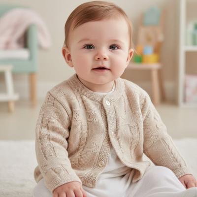 BOMC7004Bi  Biscuit Star Knit Cardigan  ( 0-9 months)