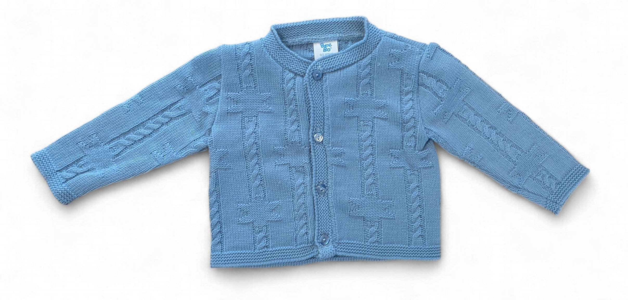 Bee Bo MC7004 50297111515109 BOMC7004_DB Dusky Blue Star Knit Cardigan ( 0-9 months)