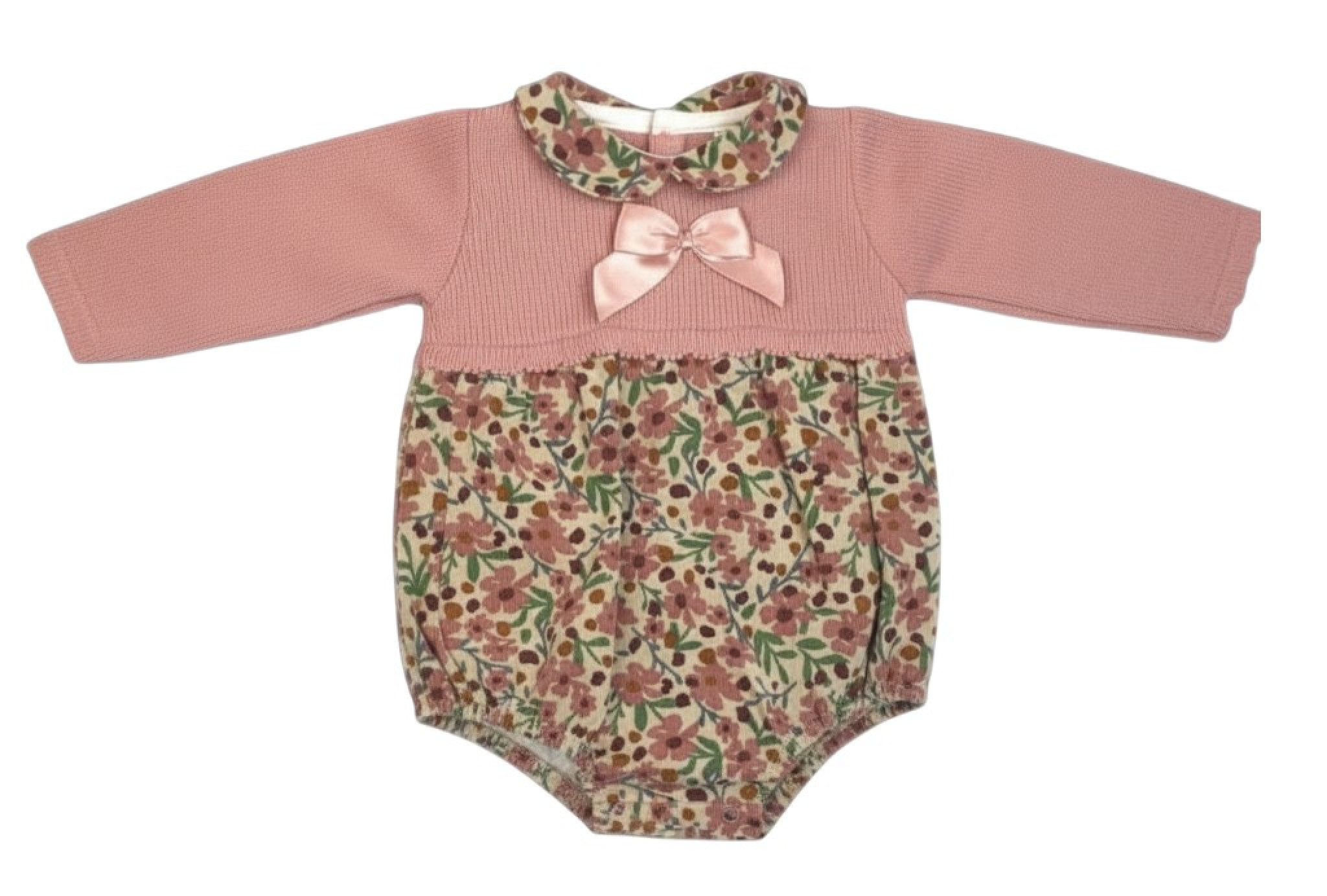 Bee Bo MC7005 5029711151530 BOMC7007DP Floral Knit and corduroy romper( 0-9 months)