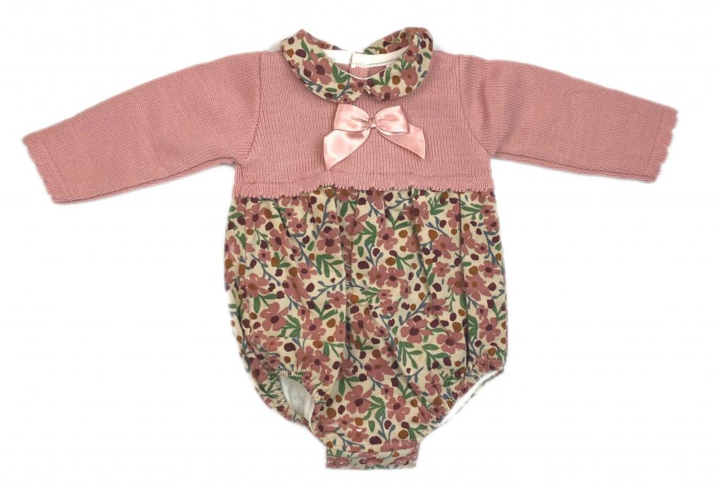 Bee Bo MC7005 5029711151530 BOMC7007 Floral Knit and corduroy romper( 0-9 months)