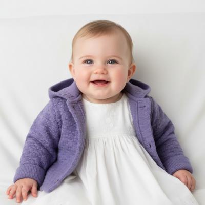 BOMC7011-P  Purple bow Double Knit Cardigan  ( 0-9 months)