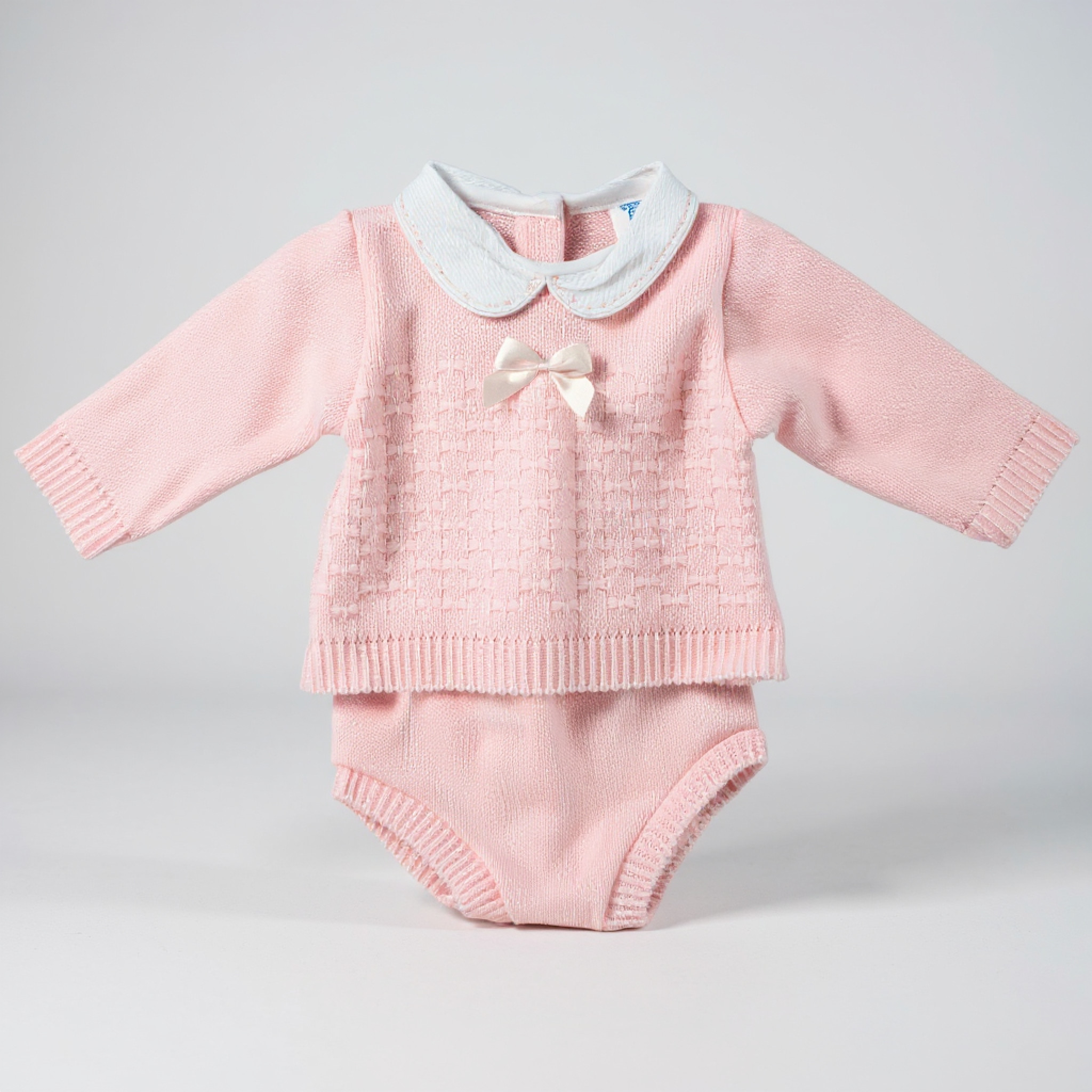 Bee Bo MC7013 5029711151592 BOMC7013-P Pink Knitted "Bow" Jam Pant Set (0-9 months)