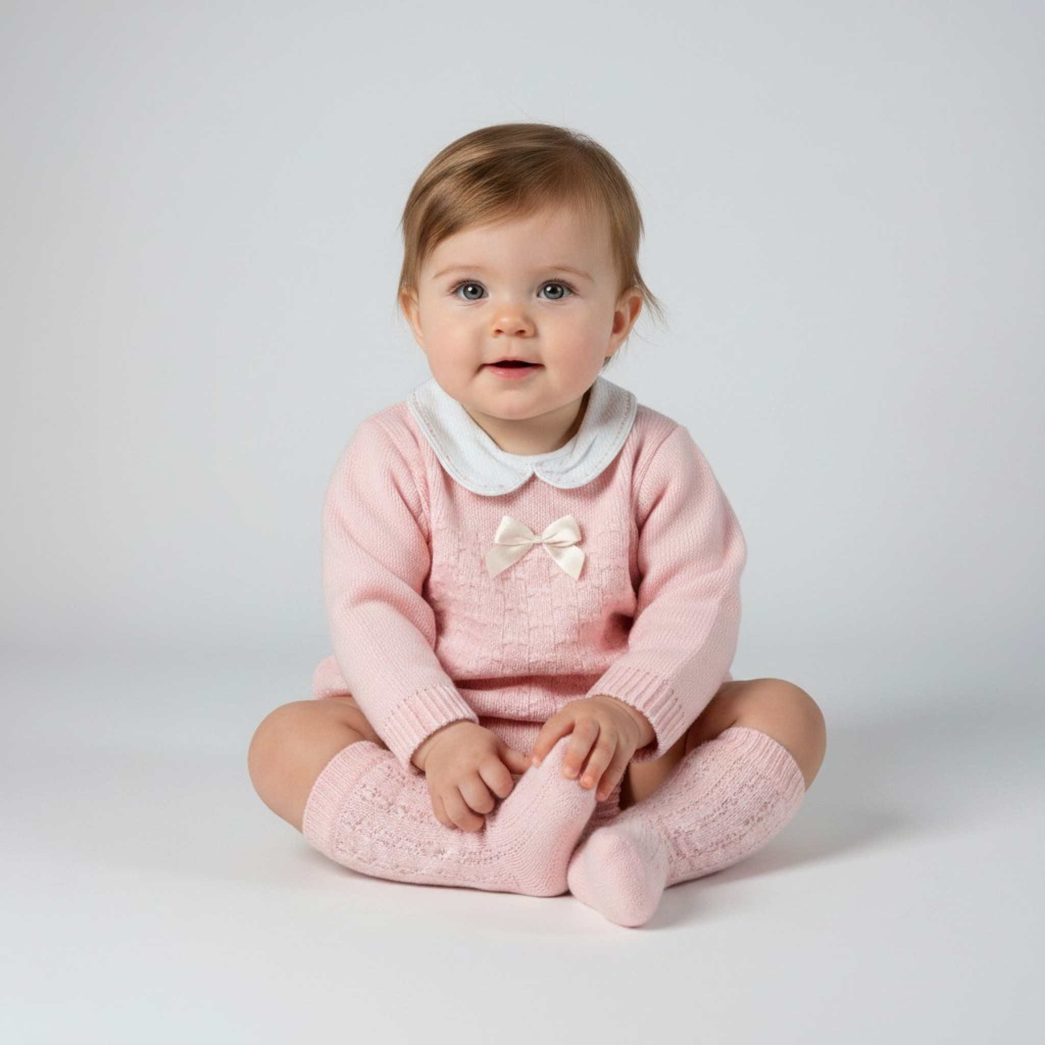 Bee Bo MC7013 5029711151592 BOMC7013P Pink Knitted "Bow" Jam Pant Set (0-9 months)