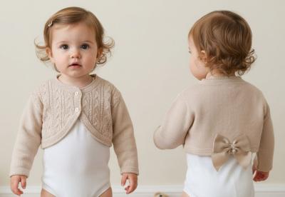 BOMC7016A-Bi Biscuit Bow Bolero (0-9 months)