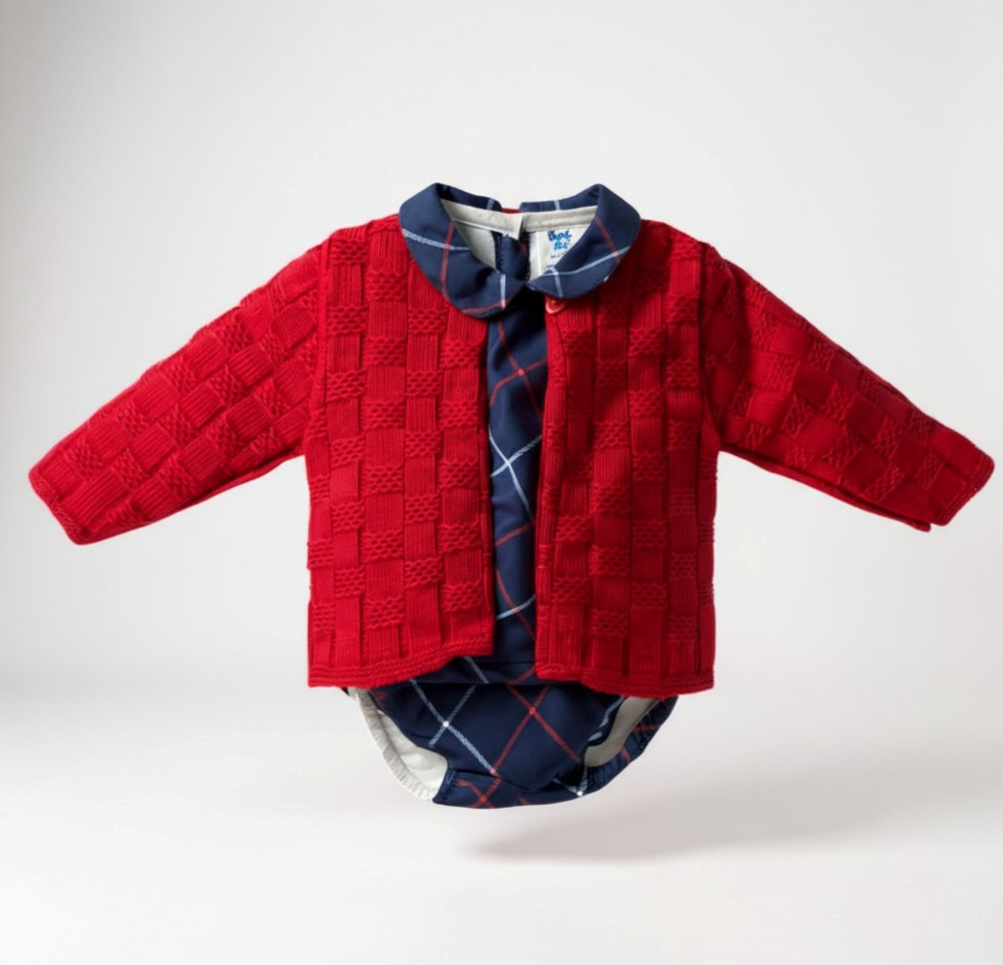 Bee Bo MC7013 5029711151592 BOMC7021-R Check Romper and Cardigan (0-9 months)