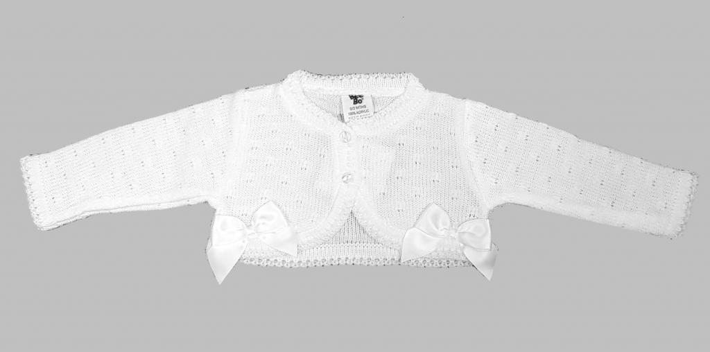 Bee Bo  * BOMC746B-W White Bow Bolero (9-24 months)