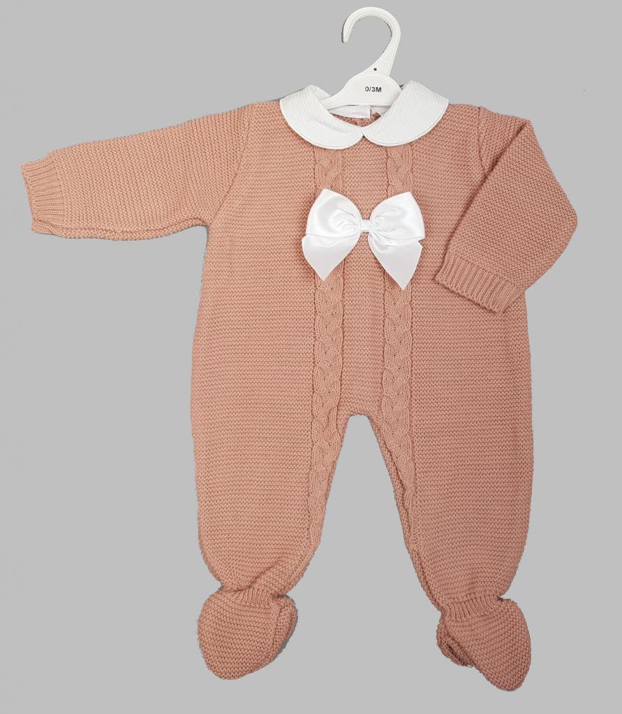 Bee Bo MC155 5029711145775 BOMC840-DP Dusky Bow Knit All in One (0-9 months)