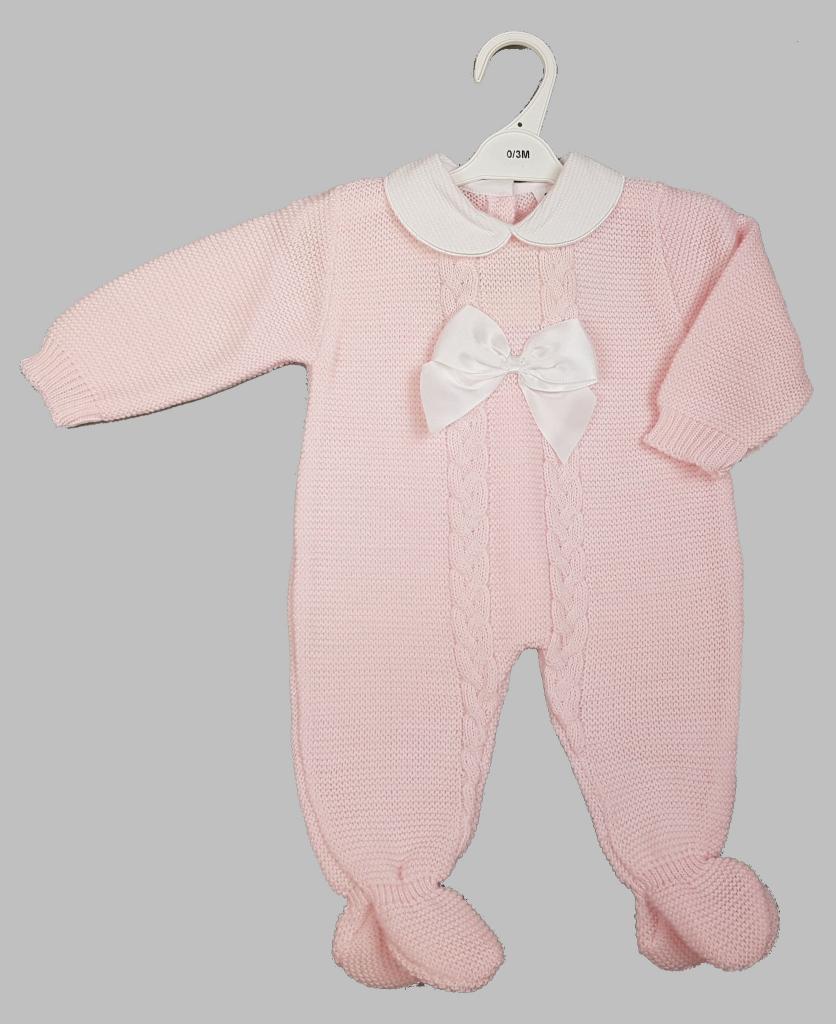 Bee Bo MC155 5029711145775 BOMC840-P Pink Bow Knit All in One (0-9 months)