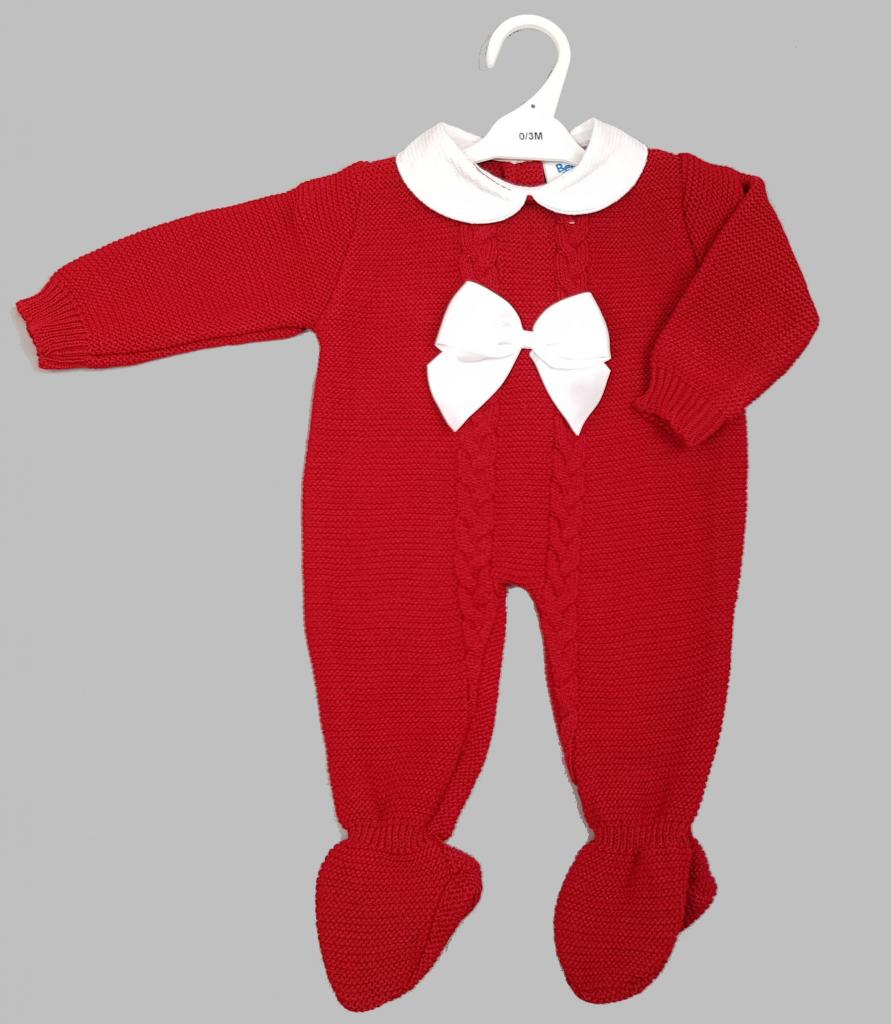 Bee Bo MC155 5029711145775 BOMC840-R Red Bow Knit All in One (0-9 months)