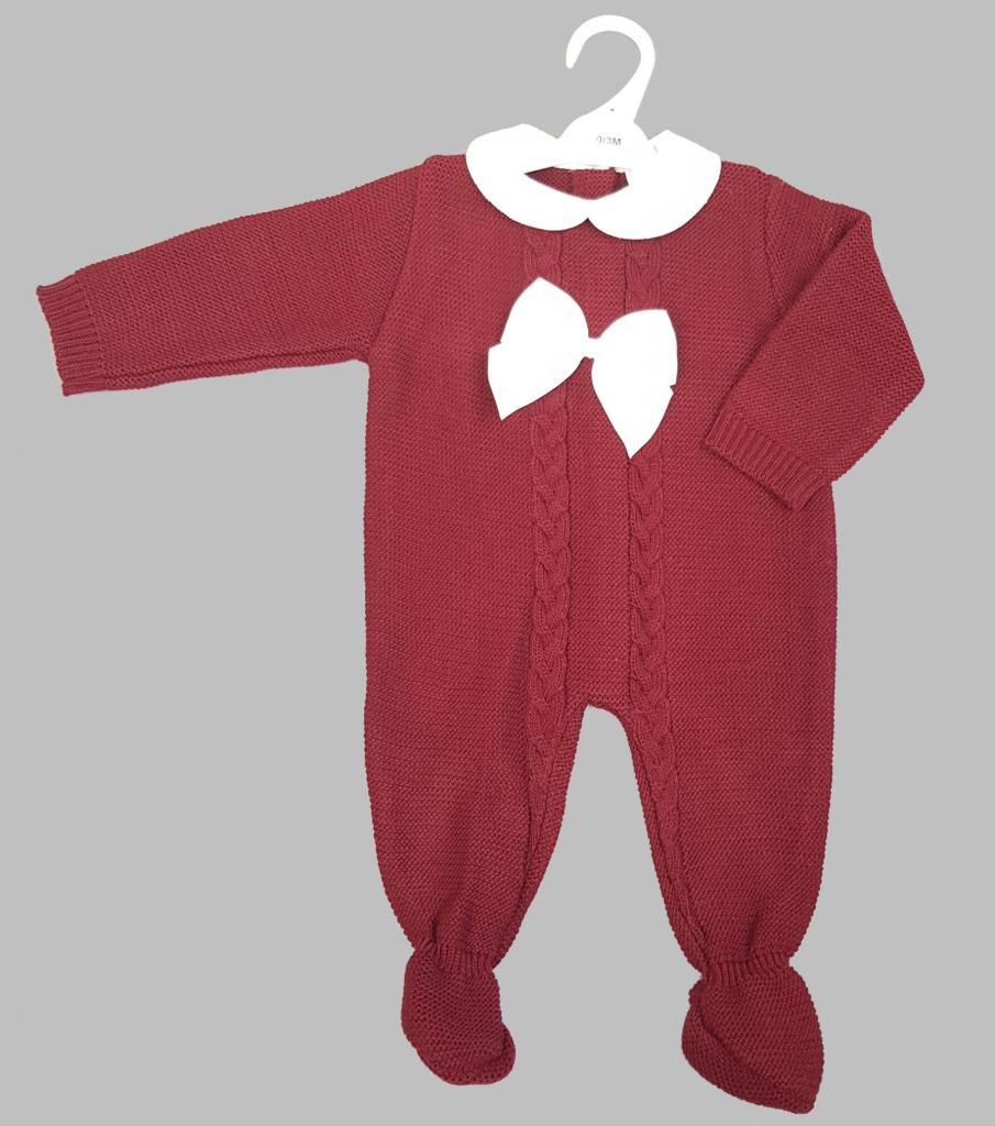 Bee Bo MC155 5029711145775 BOMC840-Wi Wine Bow Knit All in One (0-9 months)