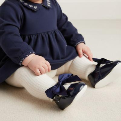 BP025-N  Navy Patent "Bow" Soft Sole Shoe  (0-3)