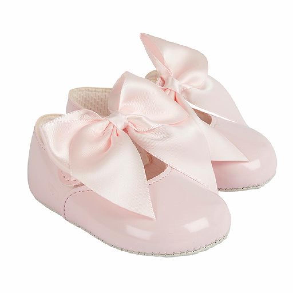 Bay Pod/Early Days  * BP025P Pink Patent "Bow" Soft Sole Shoe (0-3)