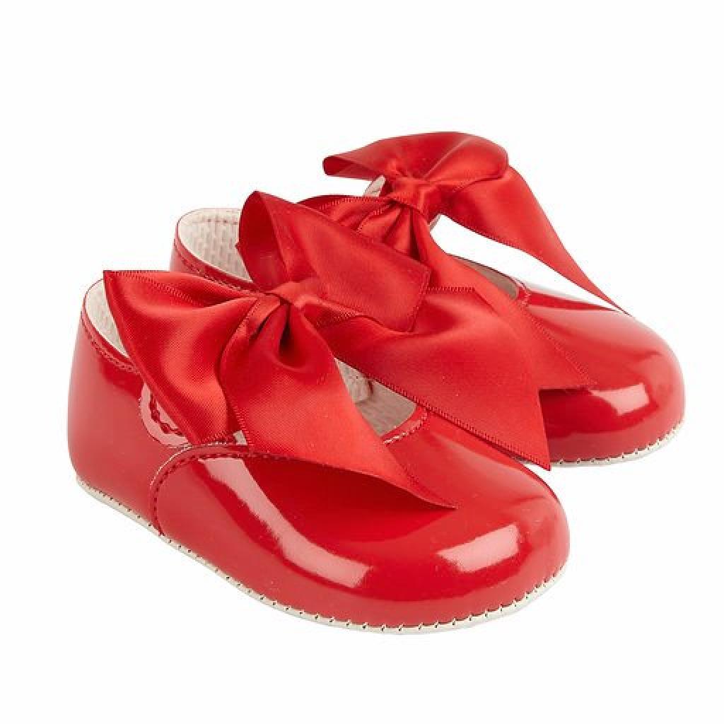Bay Pod/Early Days  * BP025R Red Patent "Bow" Soft Sole Shoe (0-3)