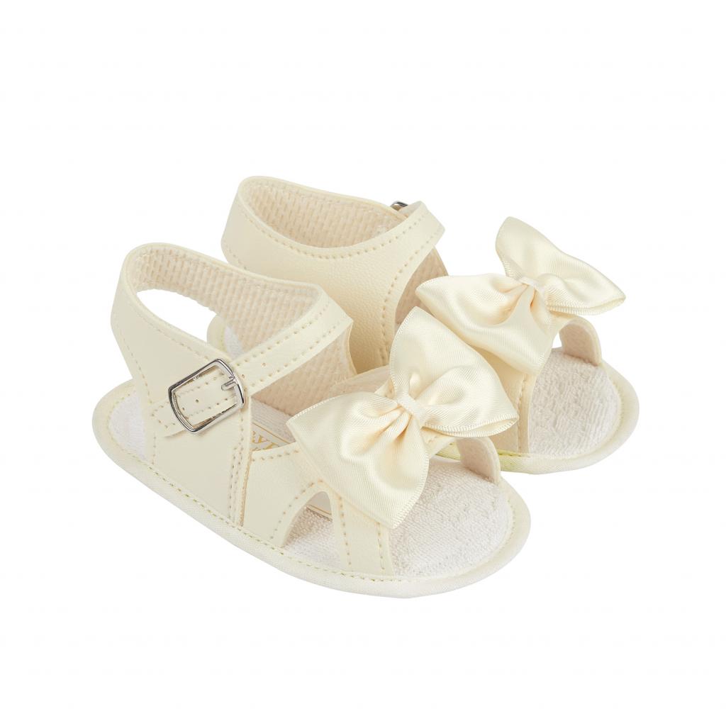 Bay Pod/Early Days B050 * BP050Cr Cream Bow Soft Sole Sandal (0-3)