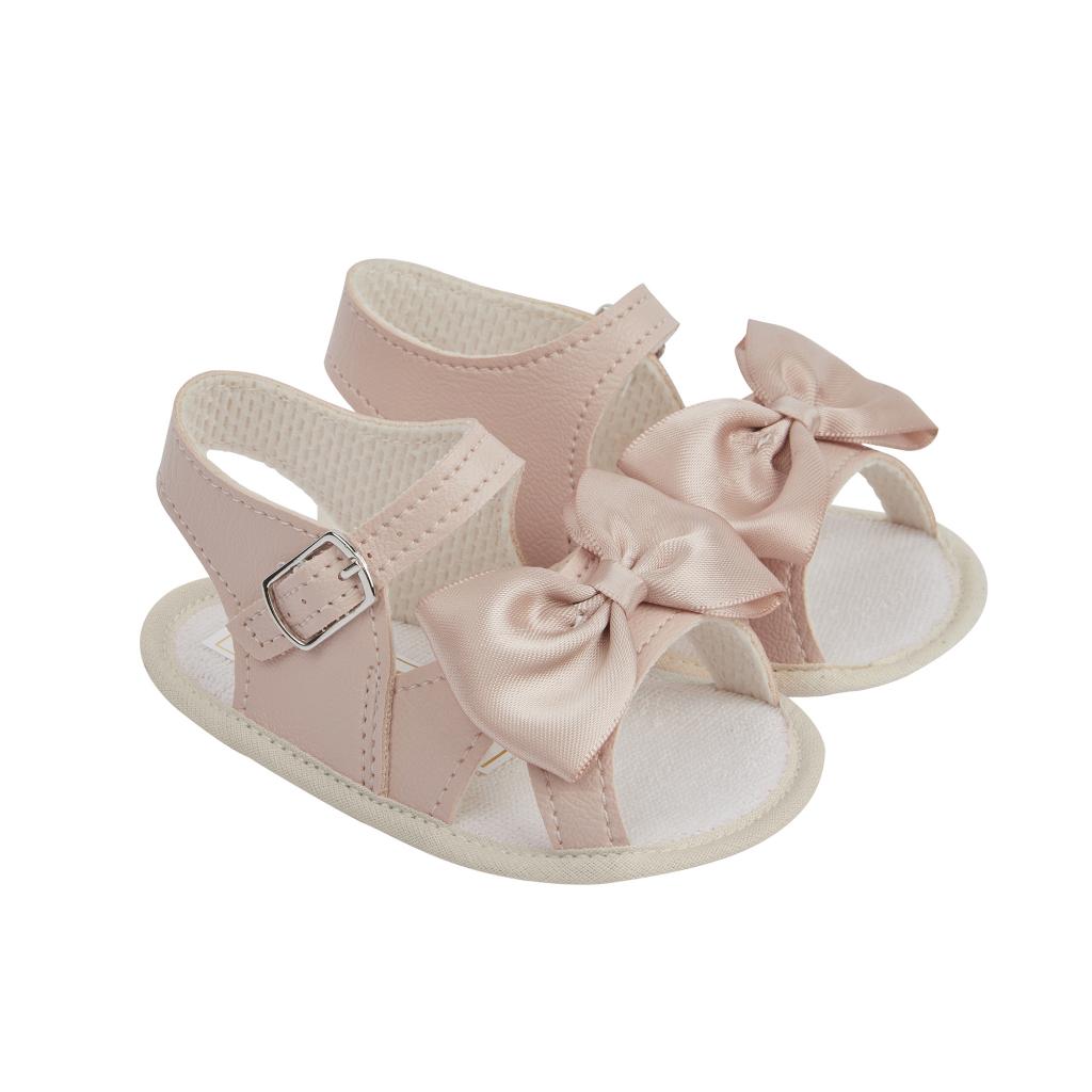 Bay Pod/Early Days B050 * BP050DP Dusky Pink Bow Soft Sole Sandal (0-3)