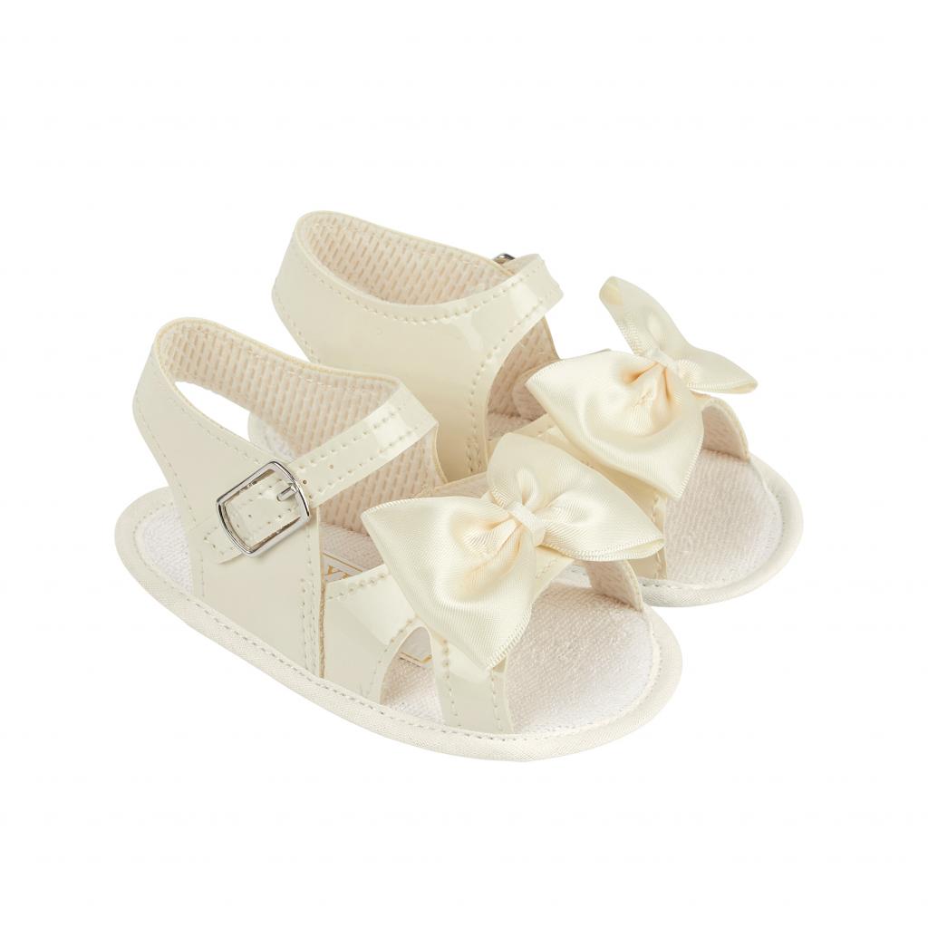 Bay Pod/Early Days B050 * BP050IP Patent Ivory Bow Soft Sole Sandal (0-3)