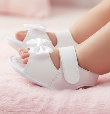 BP053-W  White Matt "Bow" Soft Sole Sandal  (last few size 0)