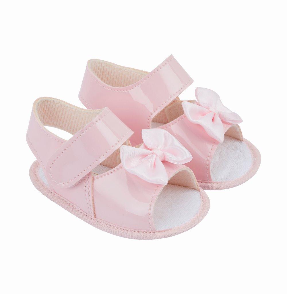 Bay Pod/Early Days S053 * BP053PP Patent Pink "Bow" Soft Sole Sandal (0-2)