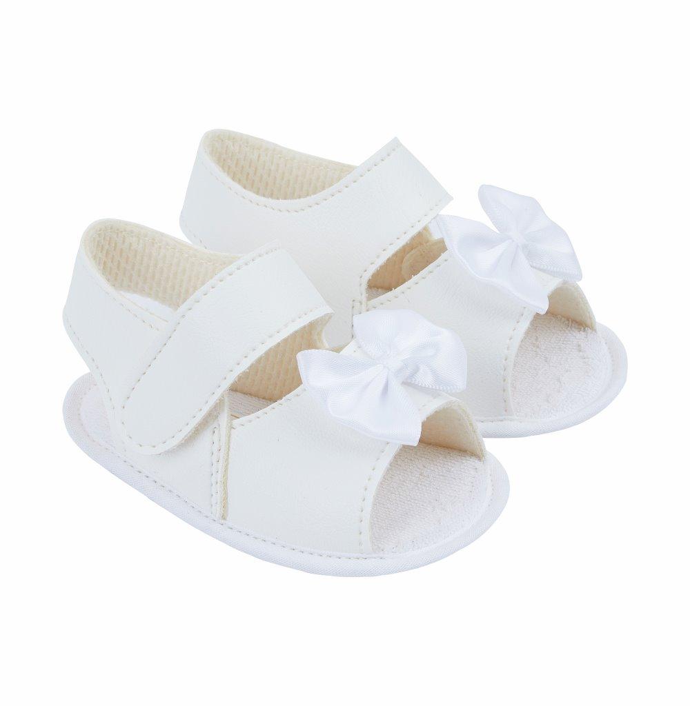 Bay Pod/Early Days S053 * BP053W White Matt "Bow" Soft Sole Sandal (0-2)