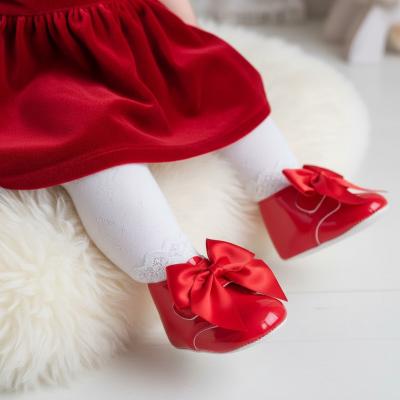 BP073-R  Red Patent "Bow" Soft Sole Boot  (0-3)