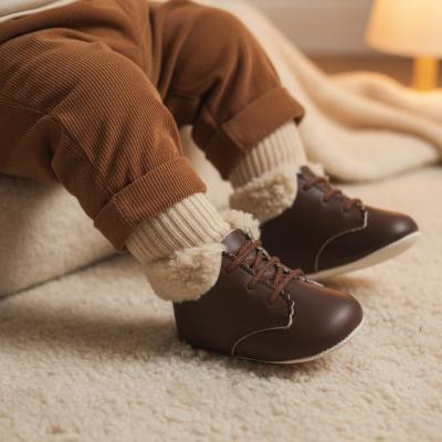 BP627-Br  Brown Pre-Walker Boots with Fur Collar  (0-3)