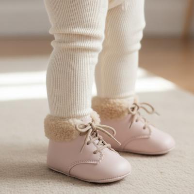 BP627-DP  Dusky Pink Pre-Walker Boots with Fur Collar  (0-3)