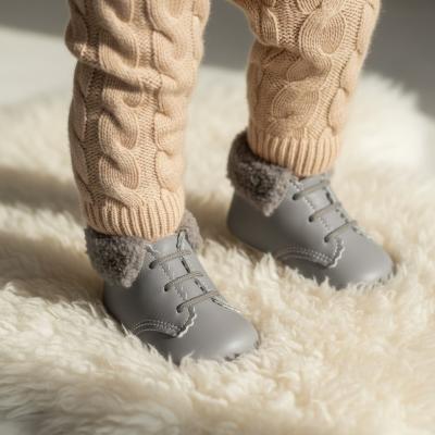 BP627-G  Grey Pre-Walker Boots with Fur Collar  (0-3)