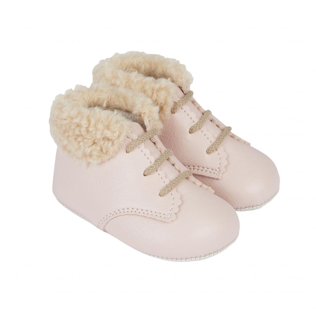 Bay Pod/Early Days  * BP627DP Dusky Pink Pre-Walker Boots with Fur Collar (0-3)