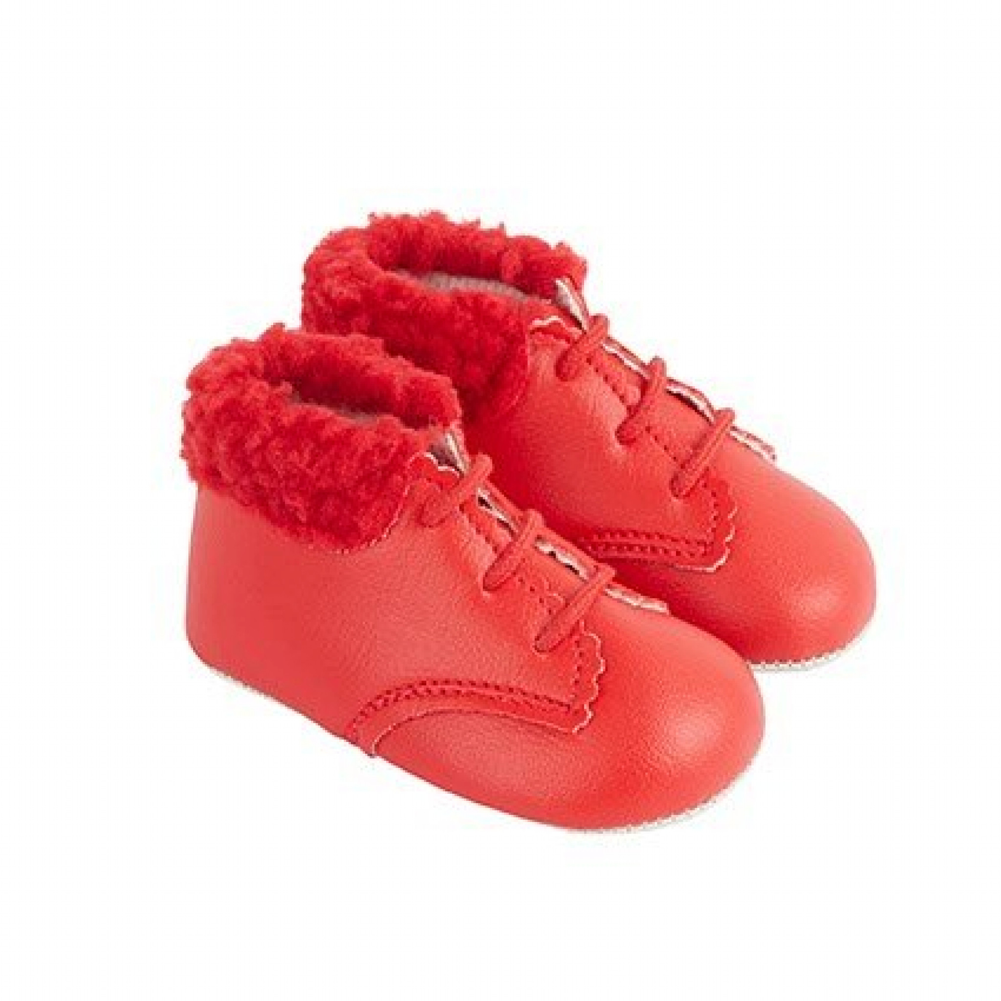 Bay Pod/Early Days * BP627RM Red Matt Pre-Walker Boots with Fur Collar (0-3)