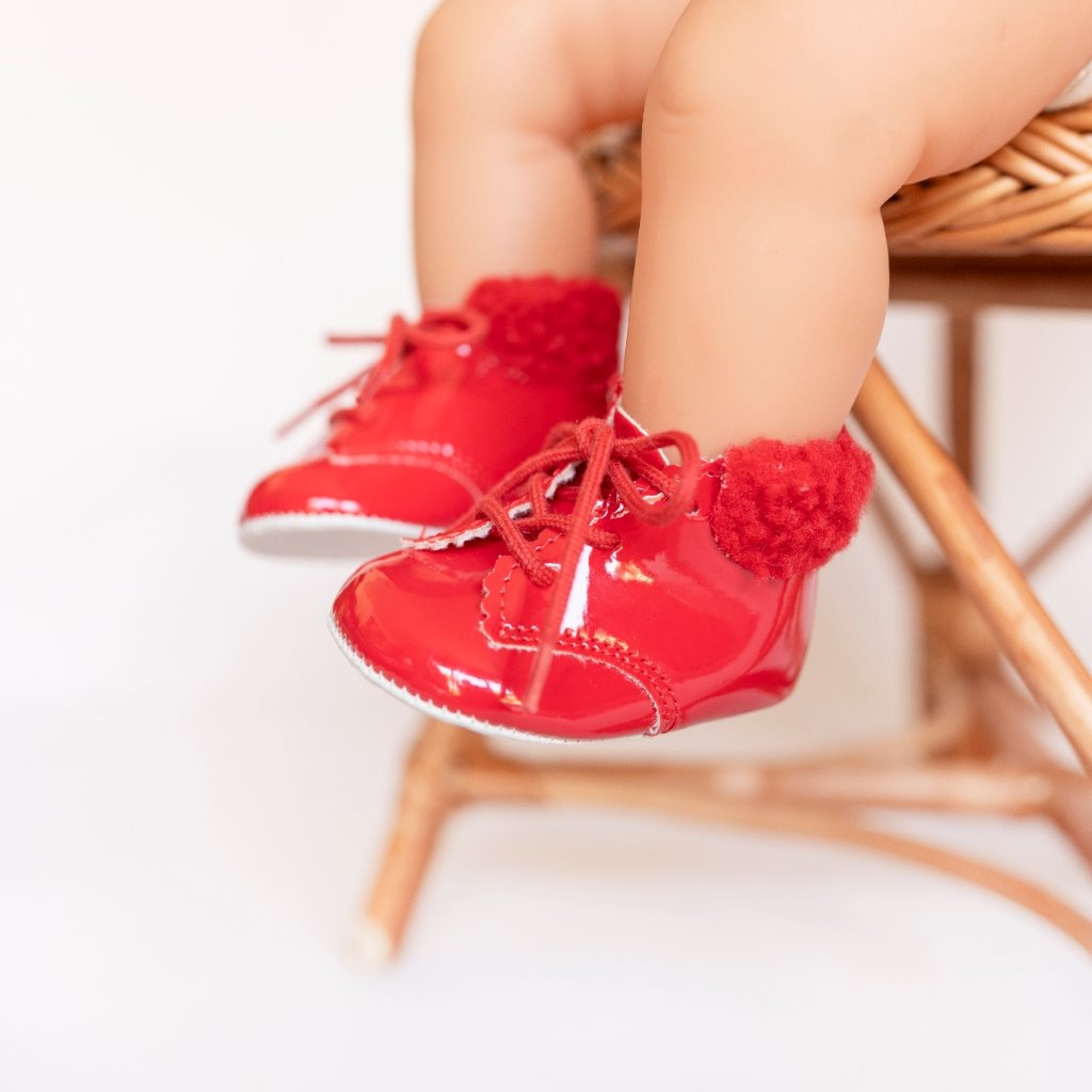 Bay Pod/Early Days  * BP627RP Red Patent Pre-Walker Boots with Fur Collar (0-3)