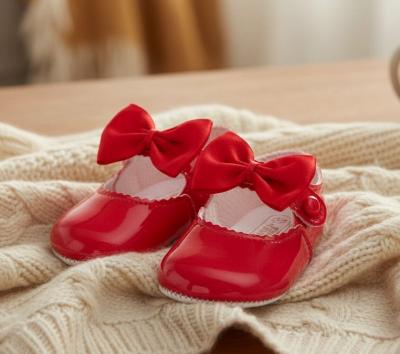 BP750-R Red Patent "Bow" Soft Sole Shoe (0-3)