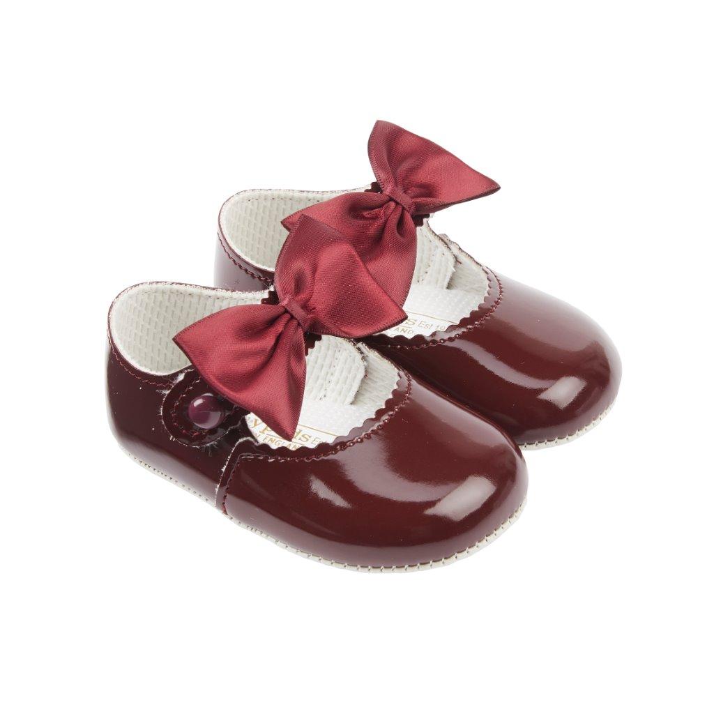 Bay Pod/Early Days B750 * BP750BU Burgundy Patent "Bow" Soft Sole Shoe (0-3)