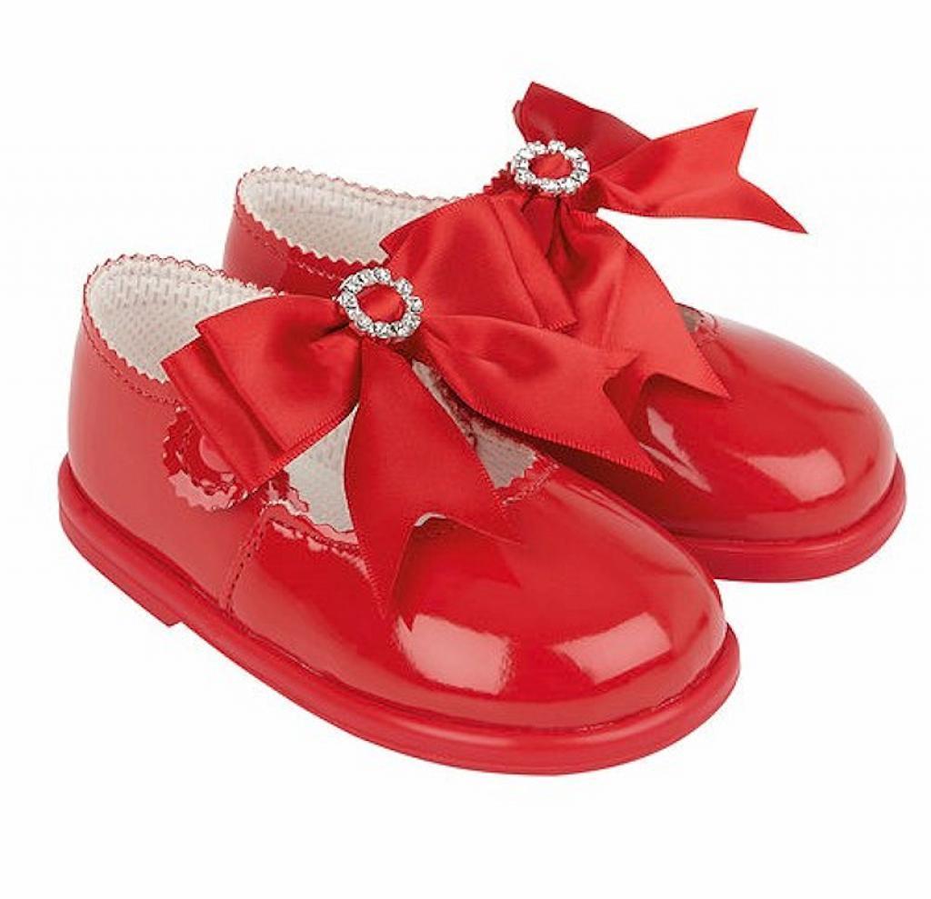 Bay Pod/Early Days  * BPH035-R Red Bow & Diamante First Walker Shoe ((2-6)