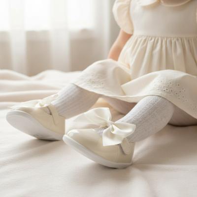 BPH045-I Ivory Patent "Bow" First Walker Shoe (2-6)