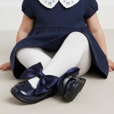 BPH045-N  Navy Patent "Bow" First Walker Shoe  (2-6)
