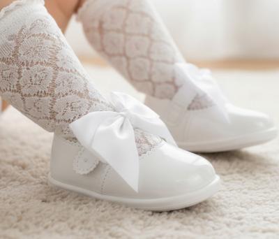 BPH045-W White Patent "Bow" First Walker Shoe (2-6)