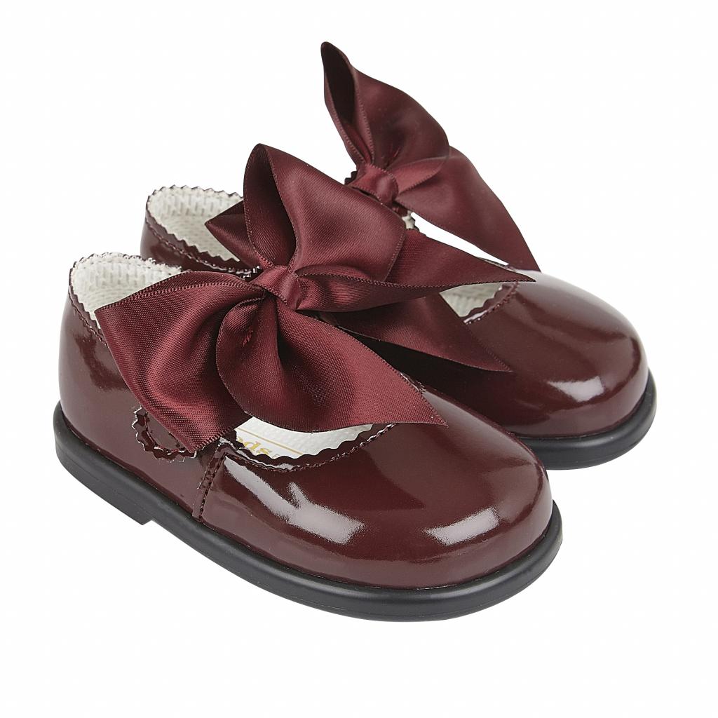 Bay Pod/Early Days  * BPH045BU Burgundy Patent "Bow" First Walker Shoe (2-6)