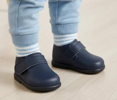 BPH046-N  Navy First Walker Velcro Strap Shoes  (2-4)