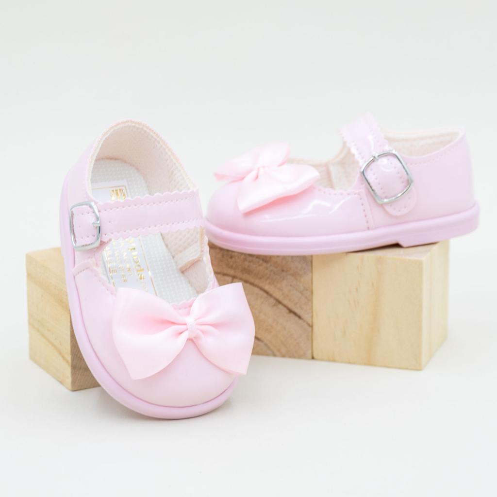 Bay Pod/Early Days  * BPH505P Pink Patent "Bow" First Walker Shoes (2-6)