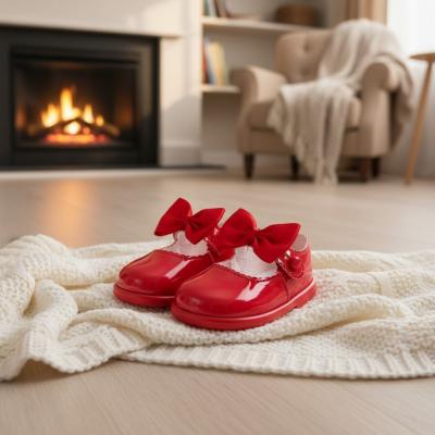 BPH650-R  Red Patent "Bow" First Walker Shoes  (2-6)