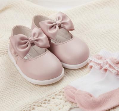 BPH650-DP Dusky Pink "Bow" First Walker Shoes (2-6)
