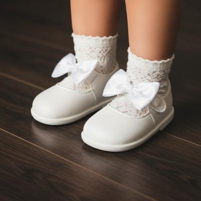 BPH650-WM  White Matt "Bow" First Walker Shoes  (2-6)