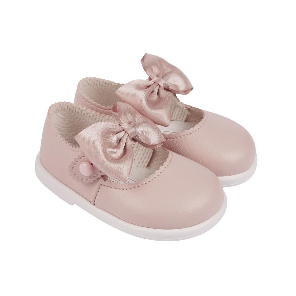 Bay Pod/Early Days H650 * BPH650DP Dusky Pink "Bow" First Walker Shoes (2-6)