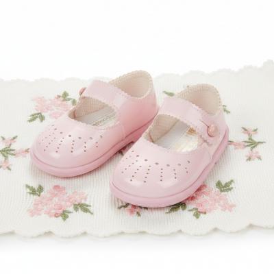 BPH652PP Pink Patent Punch Hole Detail First Walker Shoes (2-6)