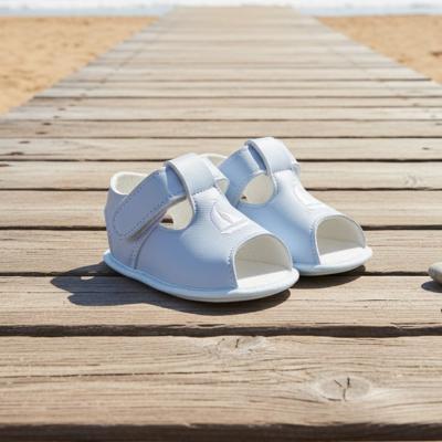 BPS052-sw  Sky/White "Boat" Soft Sole Sandal  (0-3)