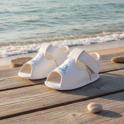BPS052WS  White/Sky "Boat" Soft Sole Sandal  (0-3)