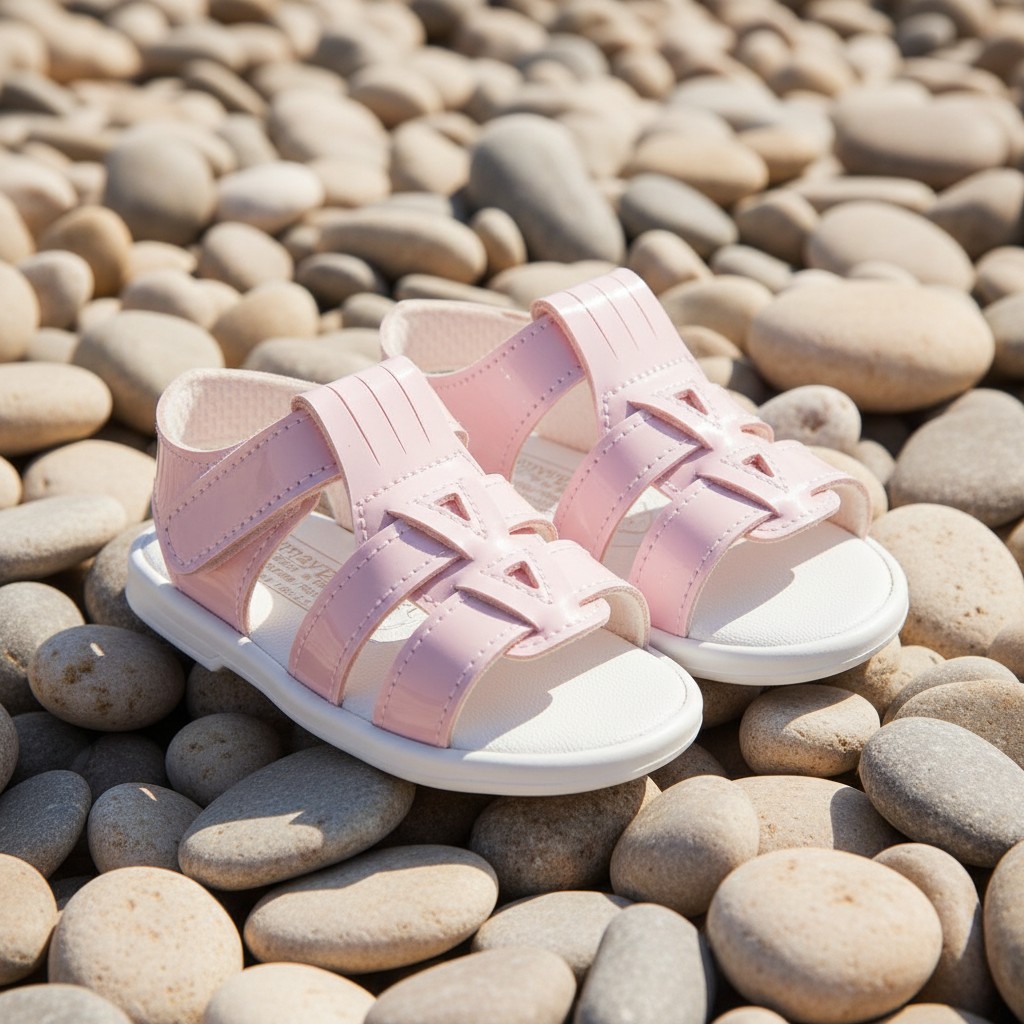 Bay Pod/Early Days S060 * BPS060-PP Pink Patent Hard Sole Sandal (2-4)