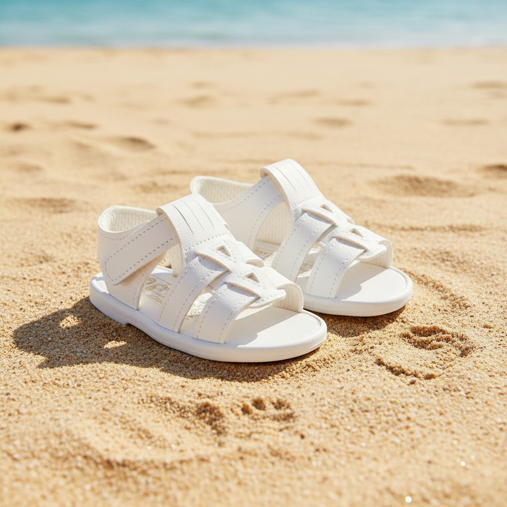 Bay Pod/Early Days S060 * BPS060W White Matt Hard Sole Sandal (2-4)