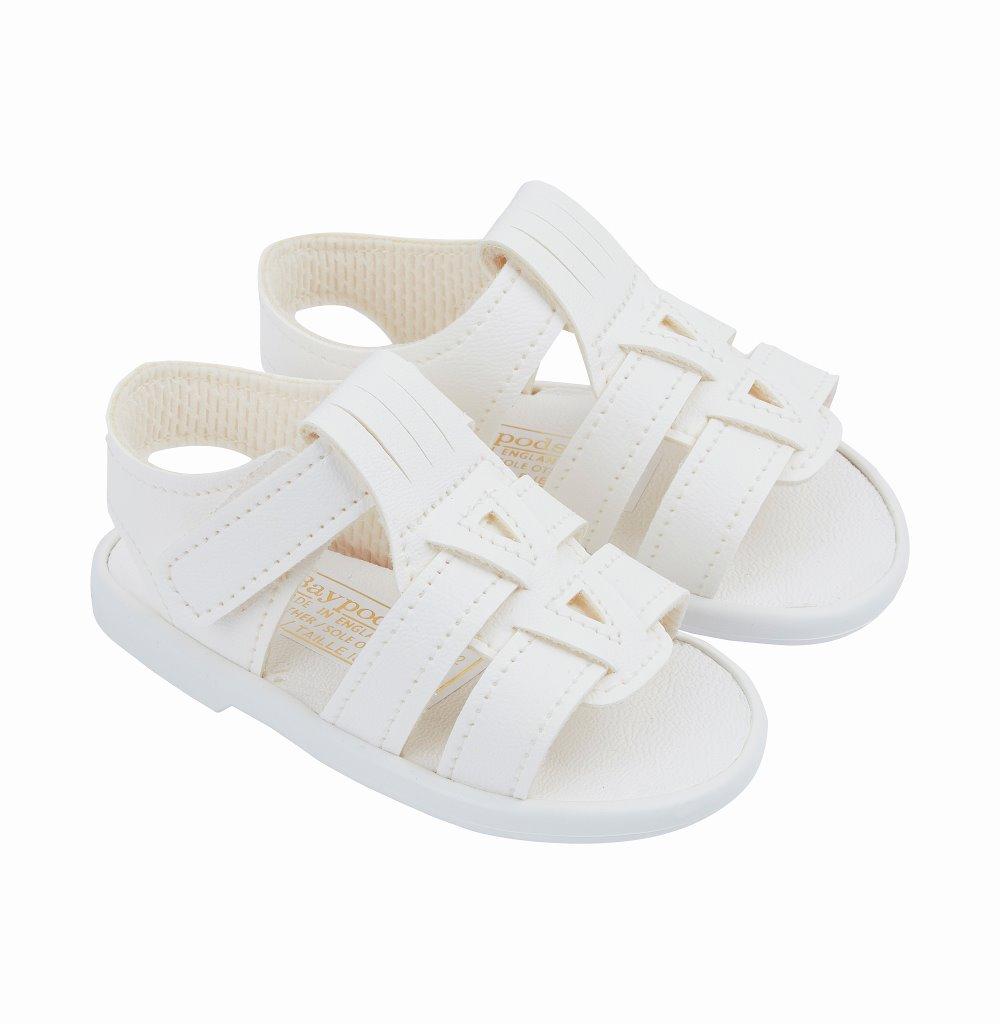 Bay Pod/Early Days S060 * BPS060W White Matt Hard Sole Sandal (2-4)