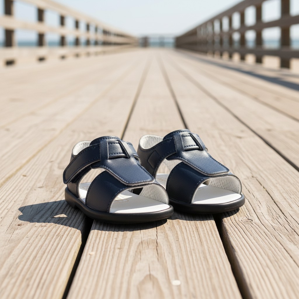 Bay Pod/Early Days S062 * BPS062-N Navy Blue Matt Hard Sole Sandal (2-4)